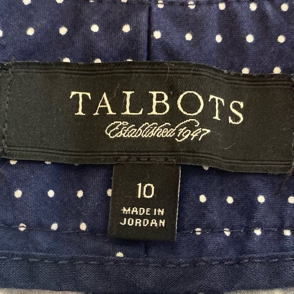Talbots Flat Front Ankle Pants-Navy Blue White Polka Dots-Size 10 Signat… - Picture 3 of 7